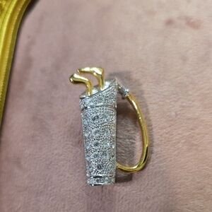 Vintage Romans Gold and Silver Golf Bag Brooch With Crystals